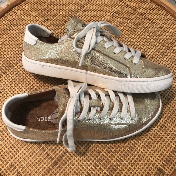 soludos gold sneakers